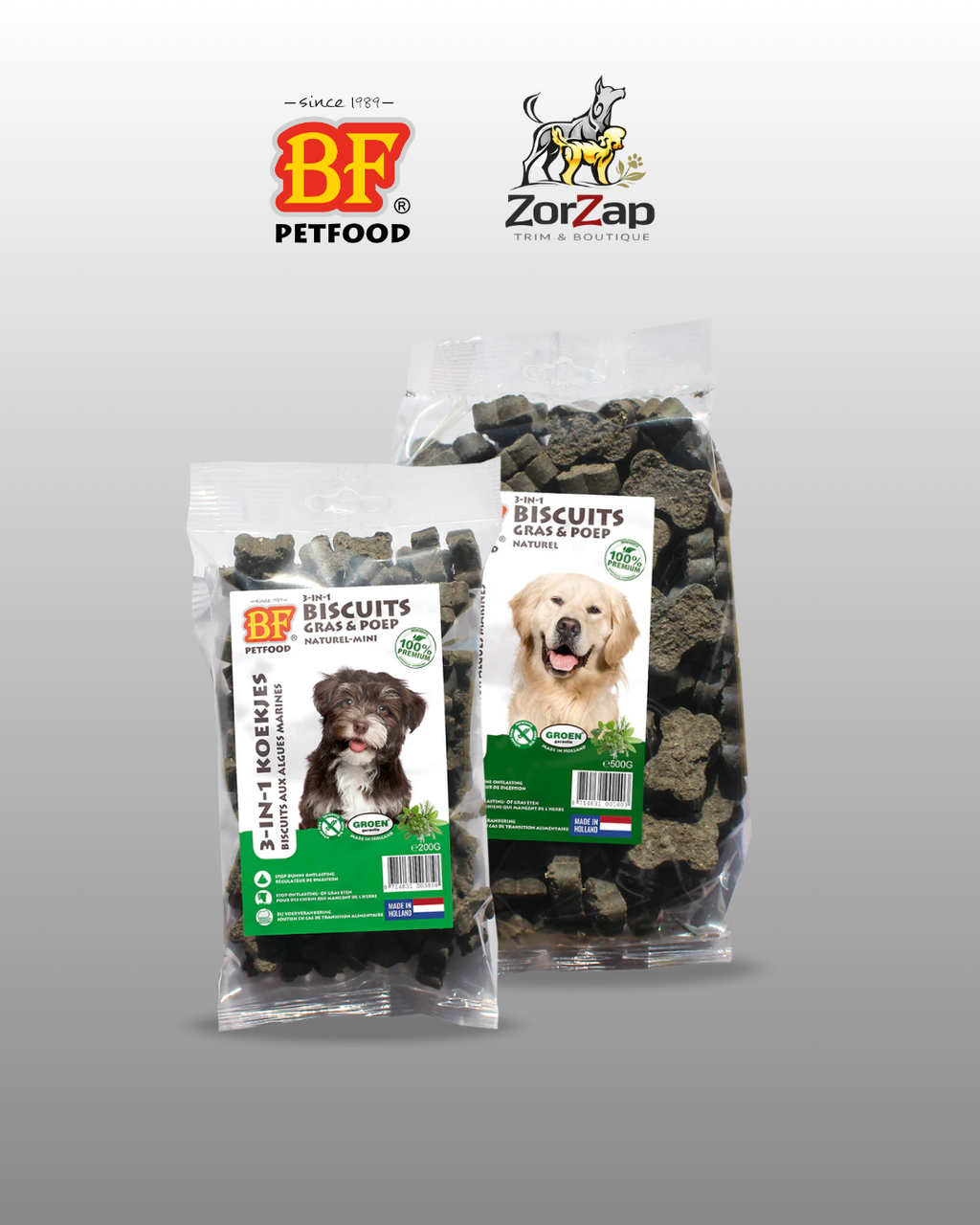 BF Petfood 3 in 1 Gras & Poep Koekjes voor Honden – Darm & Ontlasting Support