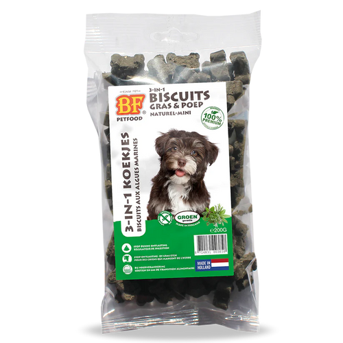 BF Petfood 3 in 1 Gras & Poep Koekjes voor Honden – Darm & Ontlasting Support